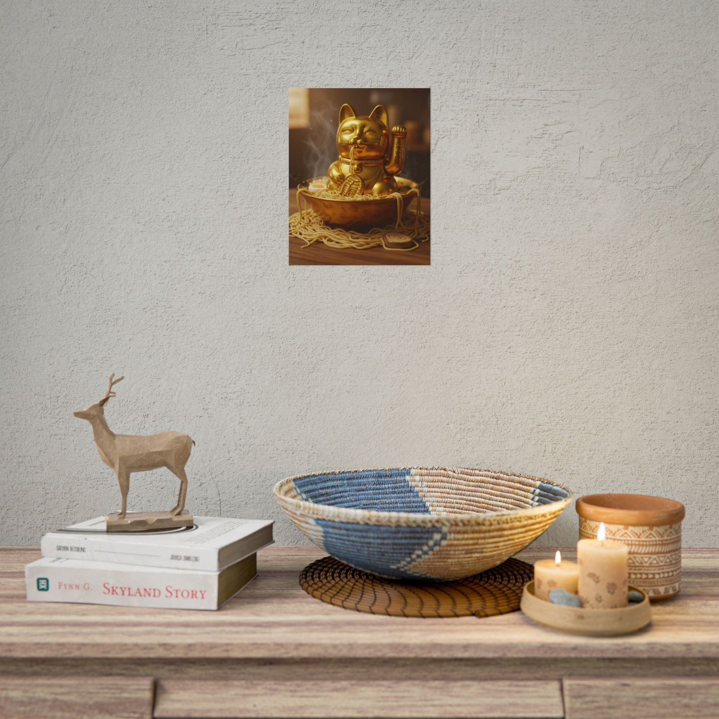 Golden cool noodles in mouth Poster - Fun Wall Art for Animal Lovers