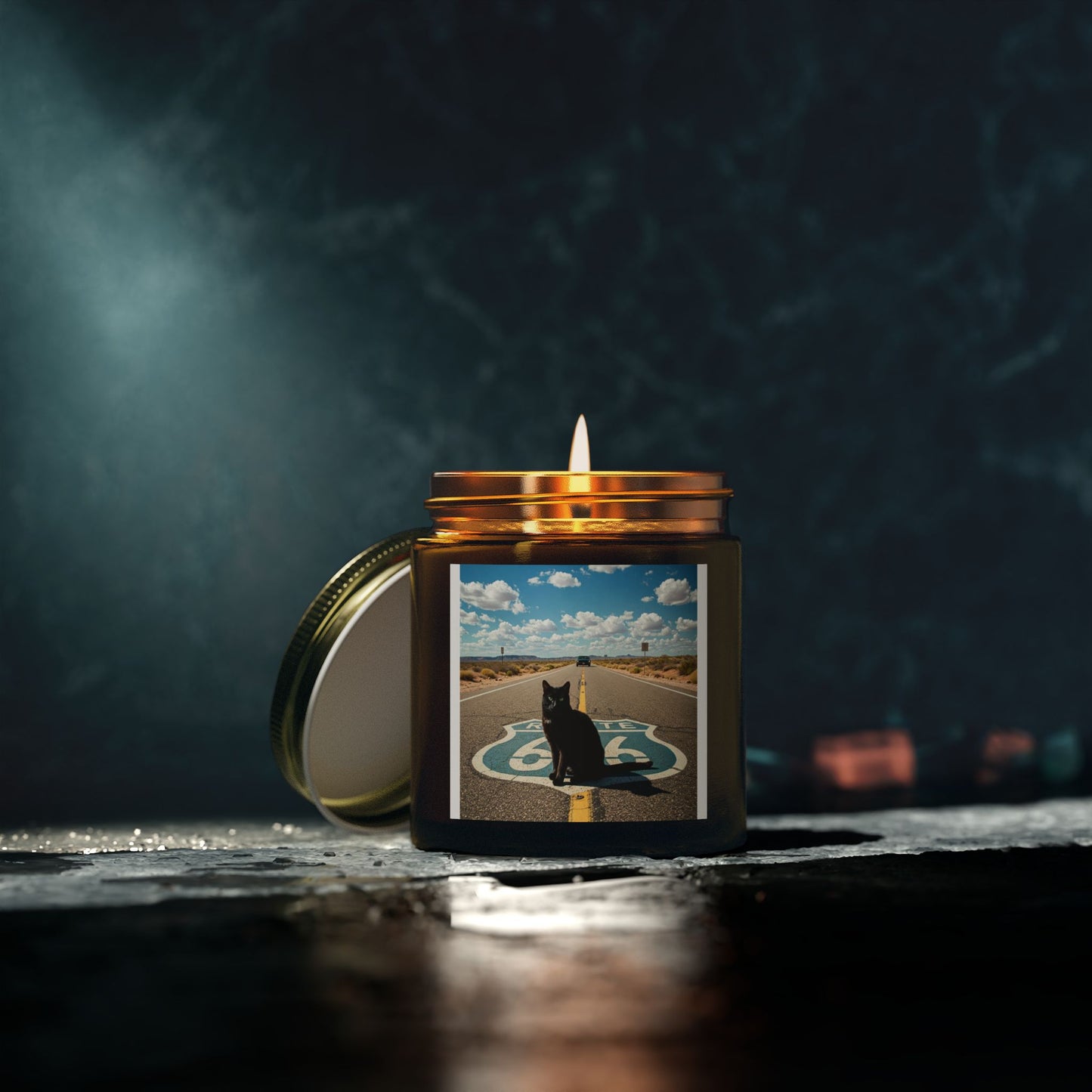 Route 66 Cat Candle