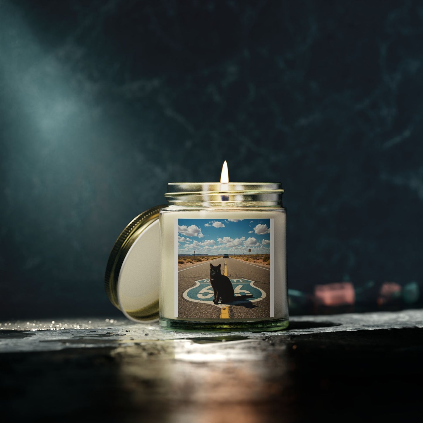 Route 66 Cat Candle