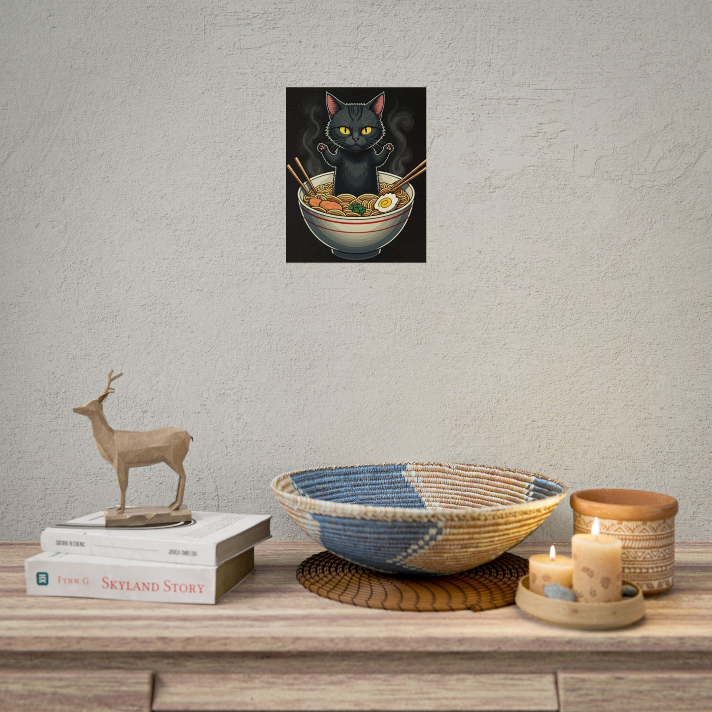 Sinister Cat Noodle Rolled Poster - Fun Wall Decor for Cat Lovers