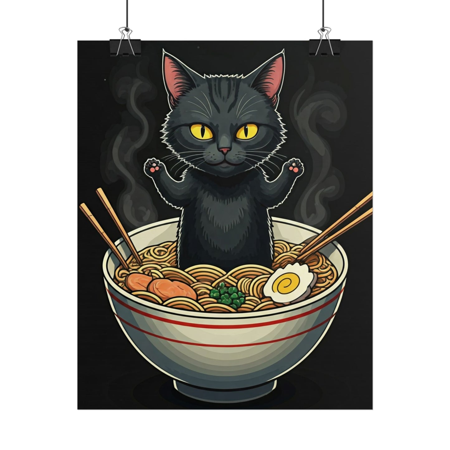 Sinister Cat Noodle Rolled Poster - Fun Wall Decor for Cat Lovers