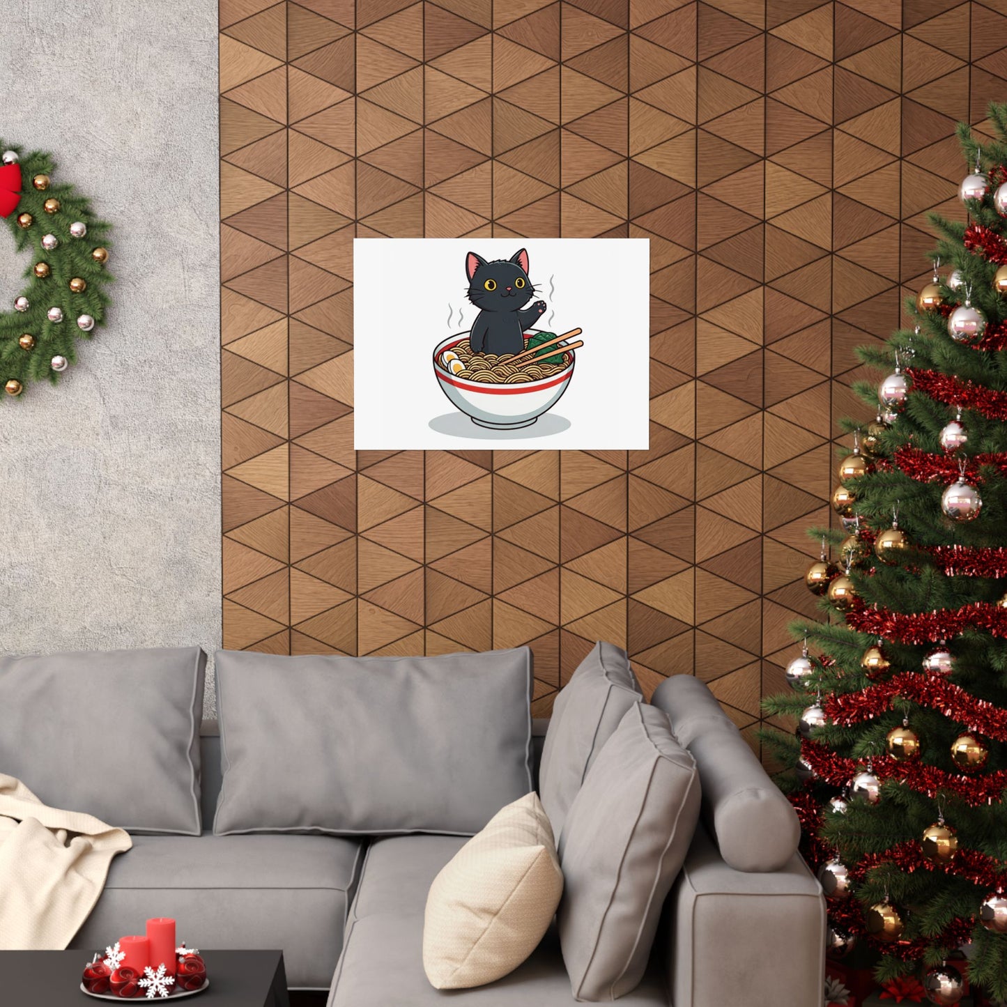 Cute Cat Noodle Poster - Matte Horizontal Wall Art