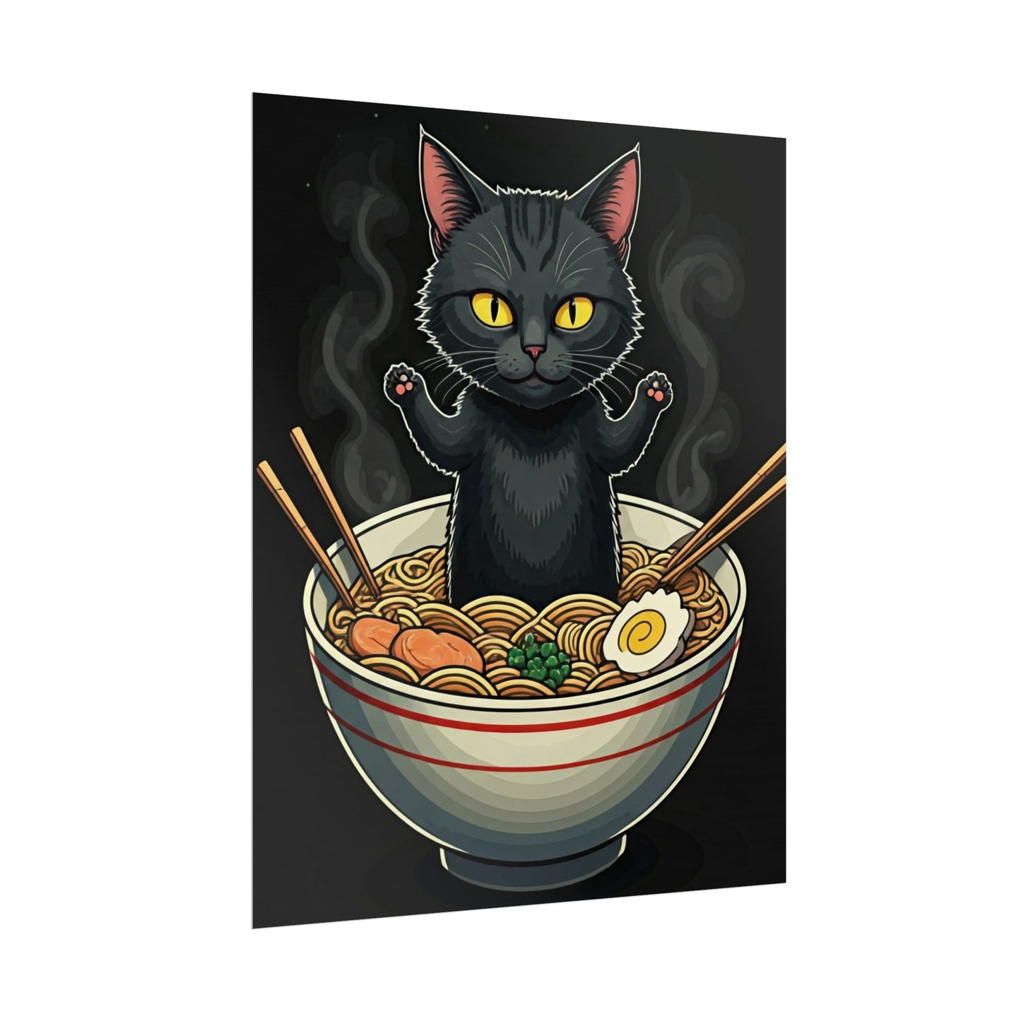 Sinister Cat Noodle Rolled Poster - Fun Wall Decor for Cat Lovers