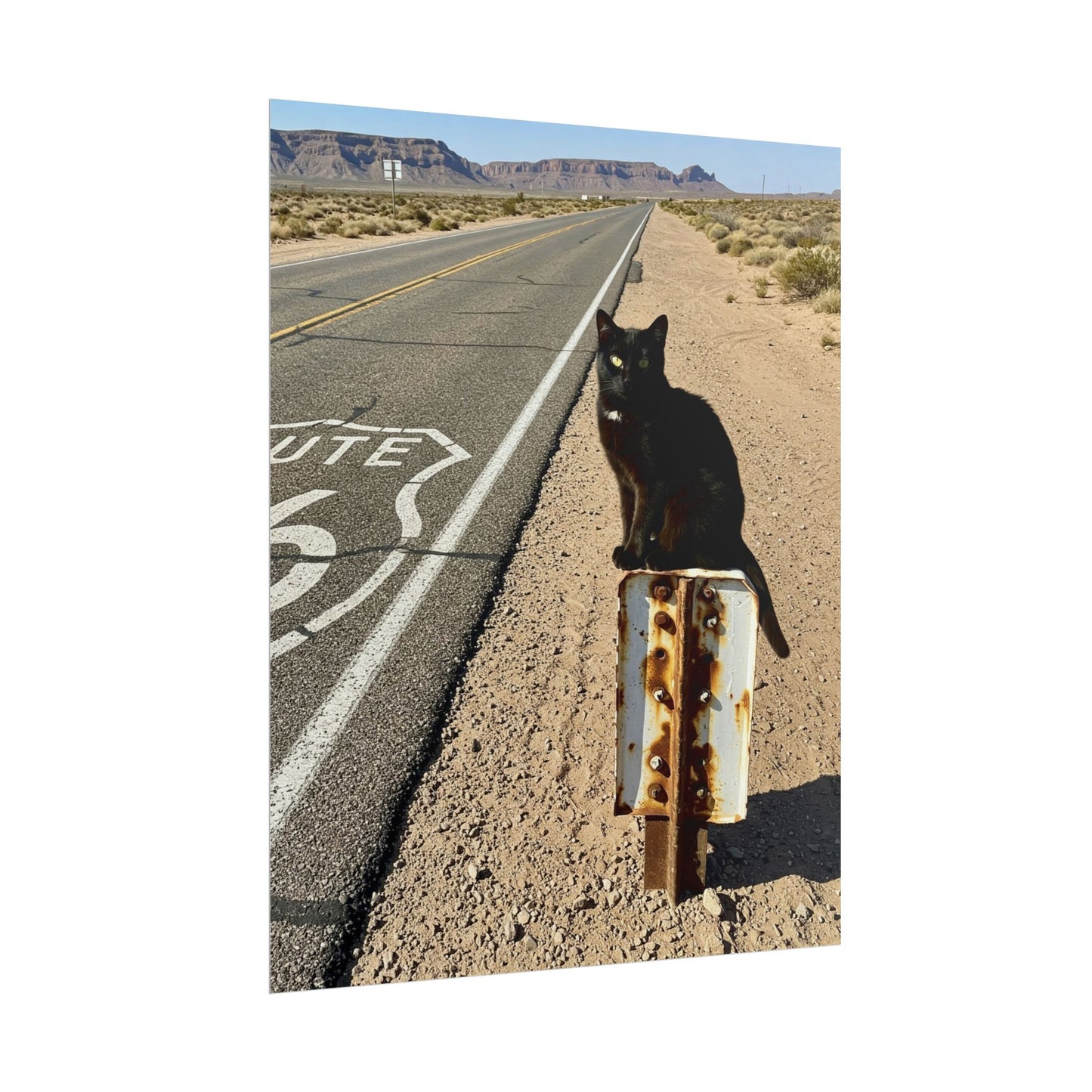Cat on sign rusty Poster - Fun Wall Art for Animal Lovers