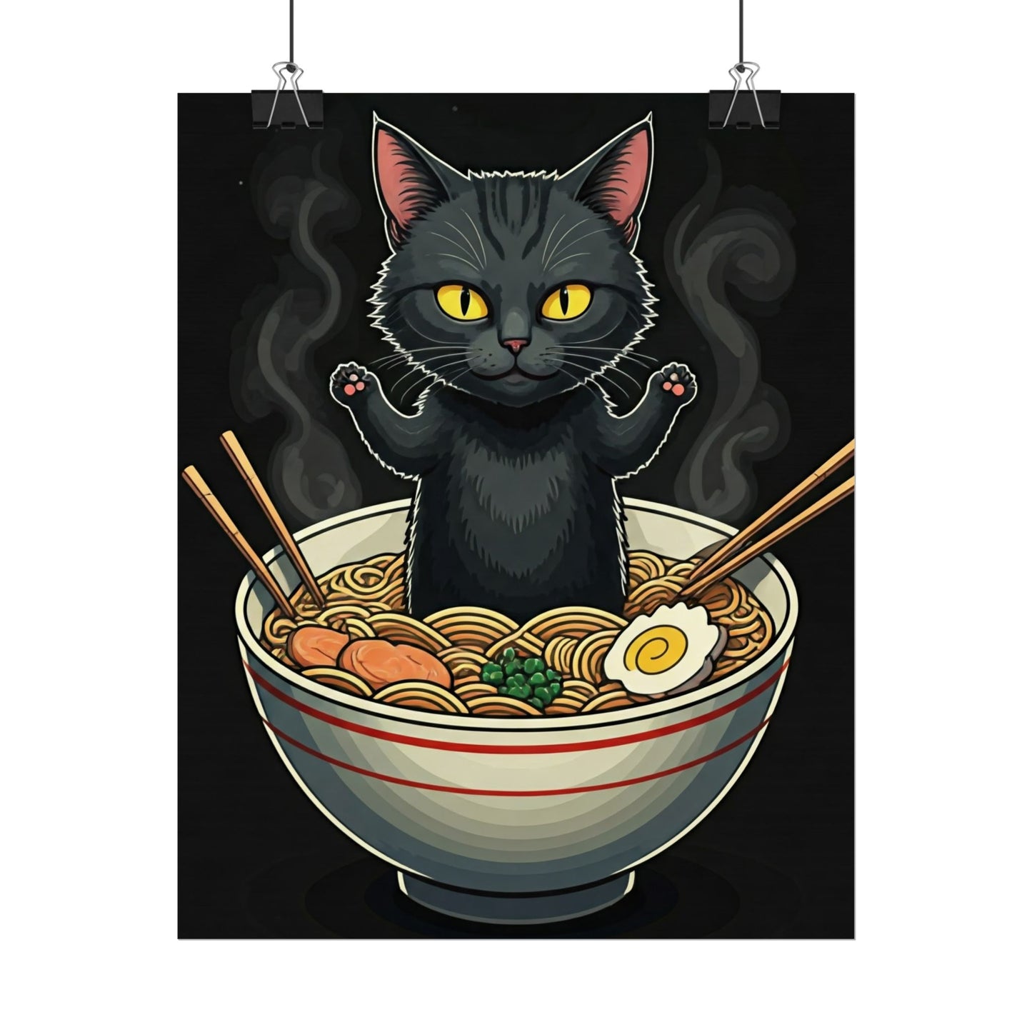Sinister Cat Noodle Rolled Poster - Fun Wall Decor for Cat Lovers