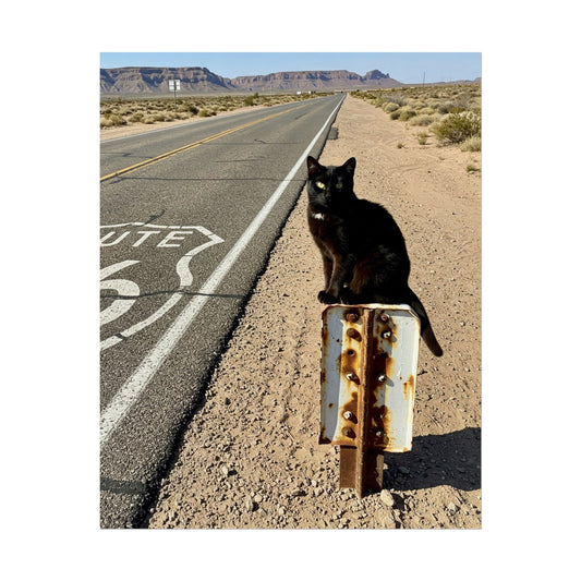 Cat on sign rusty Poster - Fun Wall Art for Animal Lovers