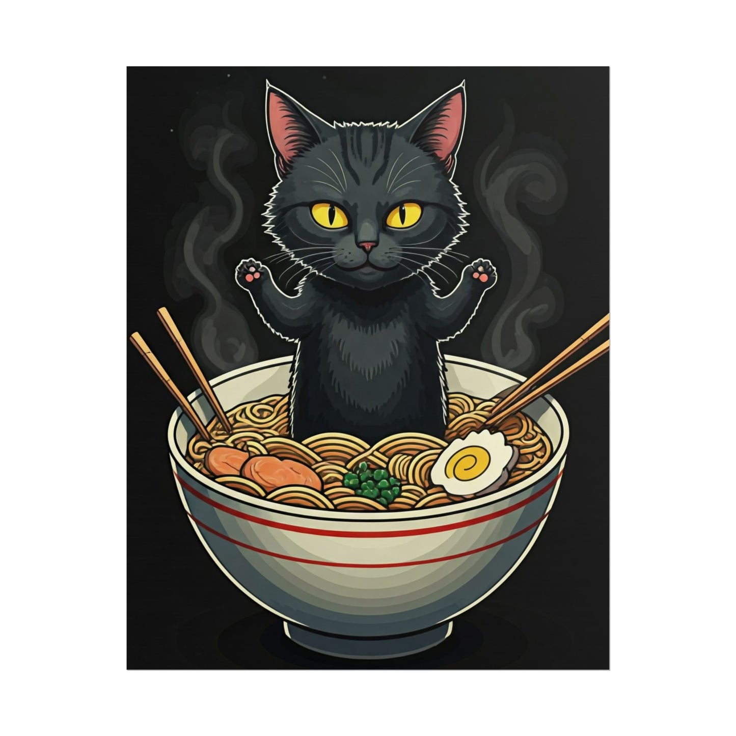 Sinister Cat Noodle Rolled Poster - Fun Wall Decor for Cat Lovers