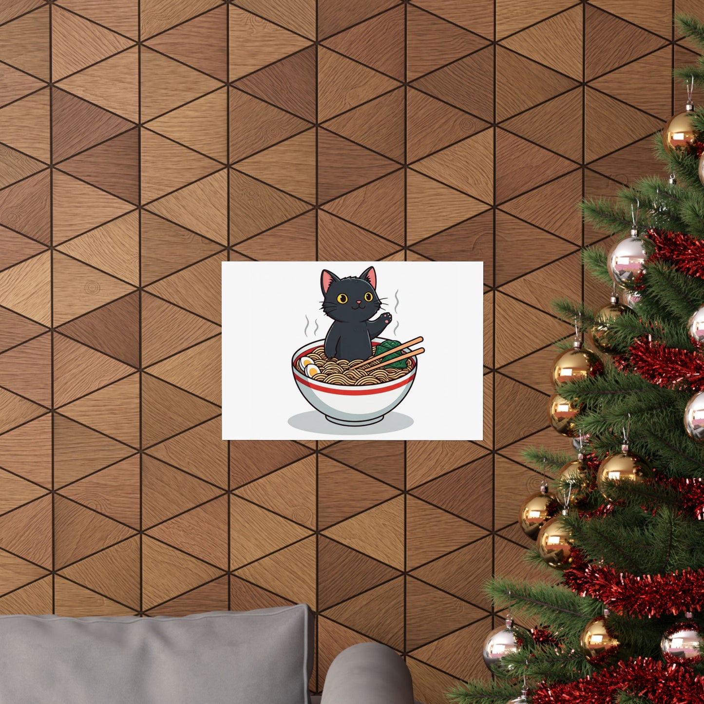 Cute Cat Noodle Poster - Matte Horizontal Wall Art