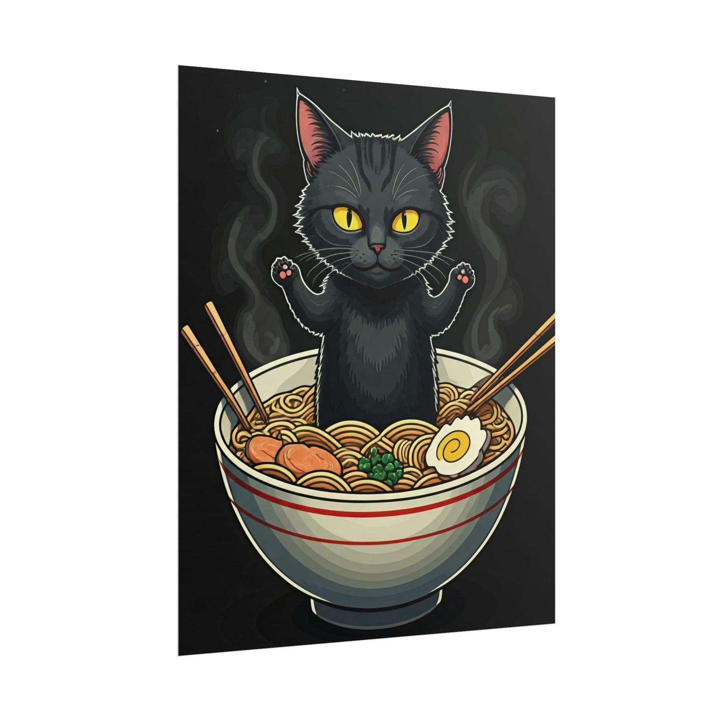 Sinister Cat Noodle Rolled Poster - Fun Wall Decor for Cat Lovers